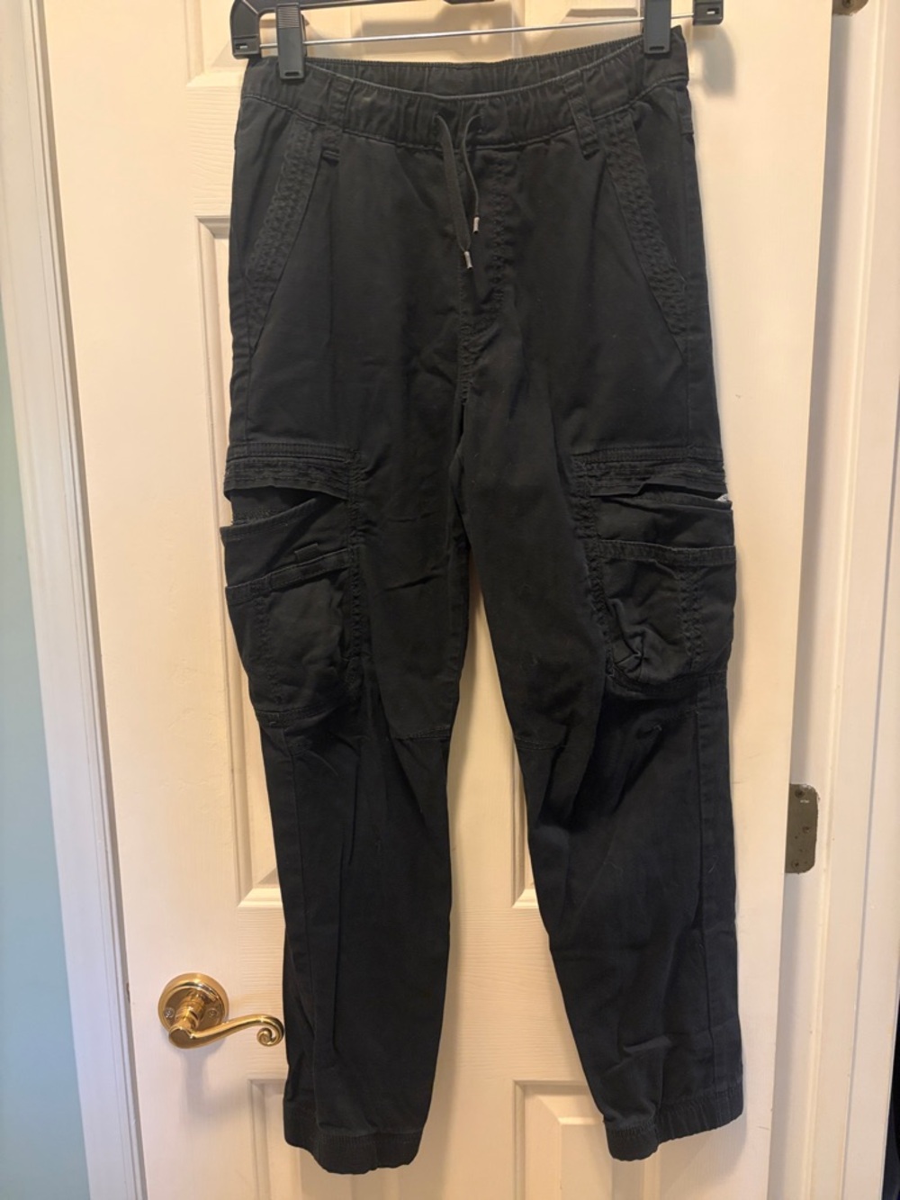 Boys Black Cargo Jogger Pants - Casual Utility Style